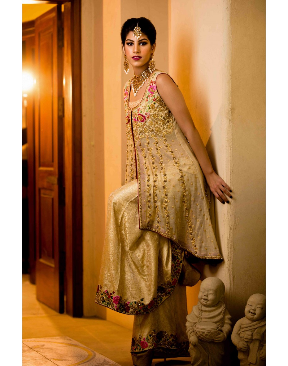 Gold Front Open high low shirt